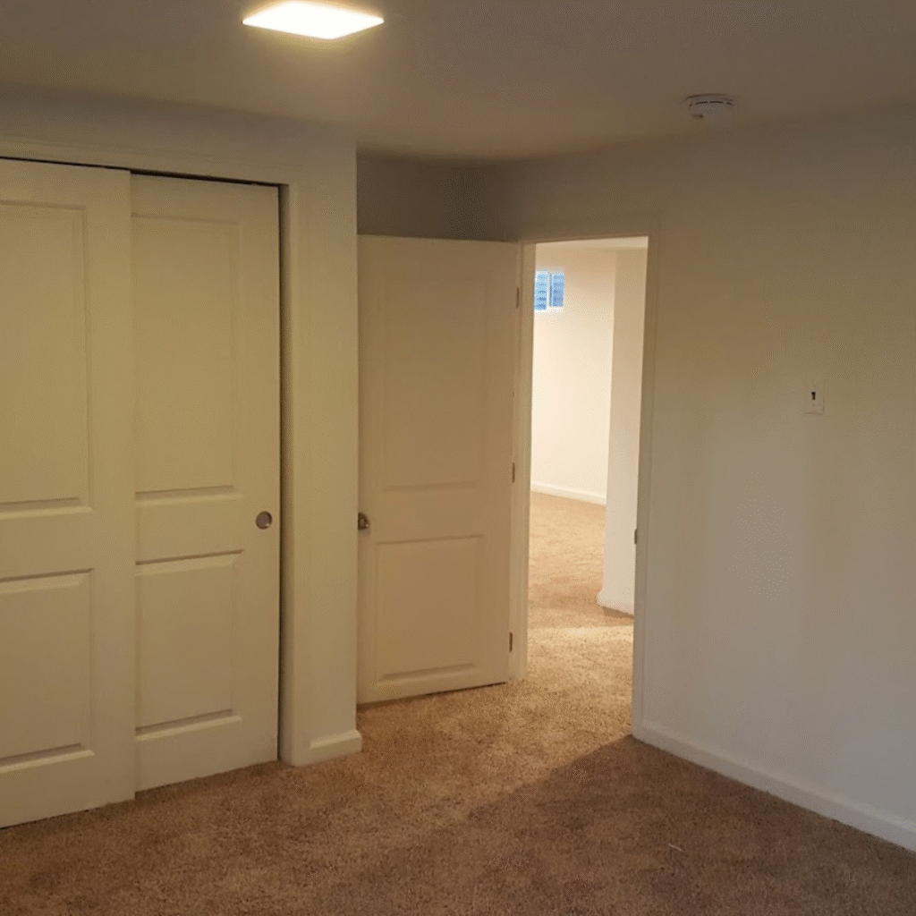 Finished basement bedroom remodel with closet installation in Lakewood