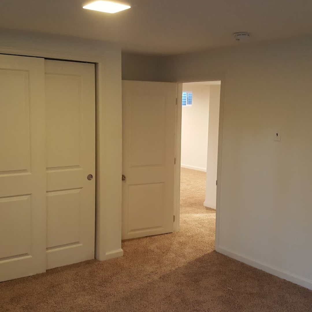 Finished basement bedroom remodel with closet installation in Lakewood