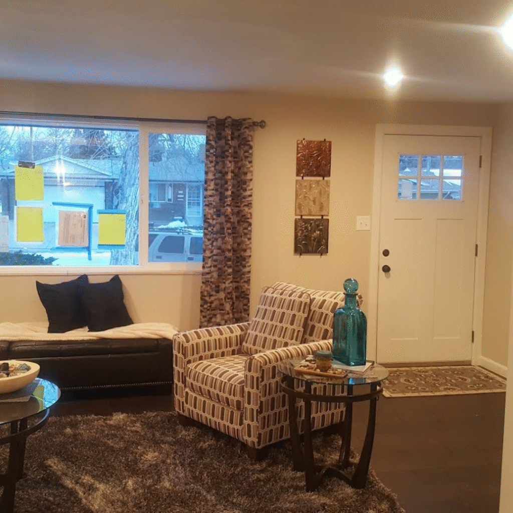 Renovated living room with modern finishes in Denver Metro area